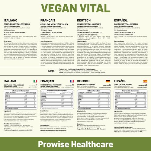 Vegan Vital Multivitamins and Minerals | 120 Vegan Multivitamin Capsule by Prowise Healthcare