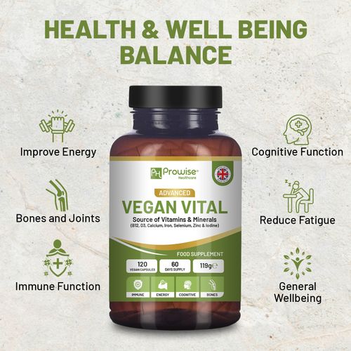 Vegan Vital Multivitamins and Minerals | 120 Vegan Multivitamin Capsule by Prowise Healthcare